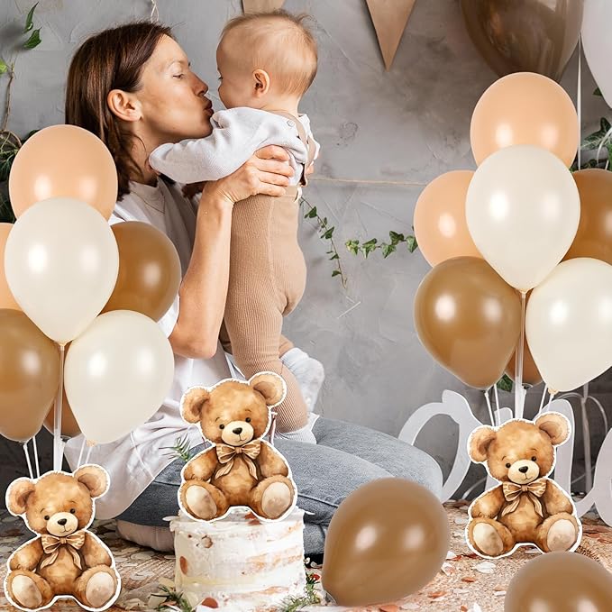 6 Sets Balloon Stand Kit for Table Bear Baby Shower Centerpieces with Balloon Baby Shower Decor for Bear Theme Gender Reveal Birthday Party Table Decorations Supplies
