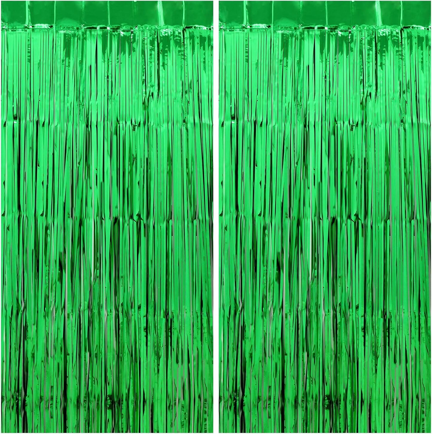 Football Party Decorations Green Streamers - Thicken 2 Pack 3.2 x 8.2 FT - Tinsel Foil Fringe Curtains Party Backdrop for Birthday, Dinosaur, Christmas, Jungle, Golf Party Decorations