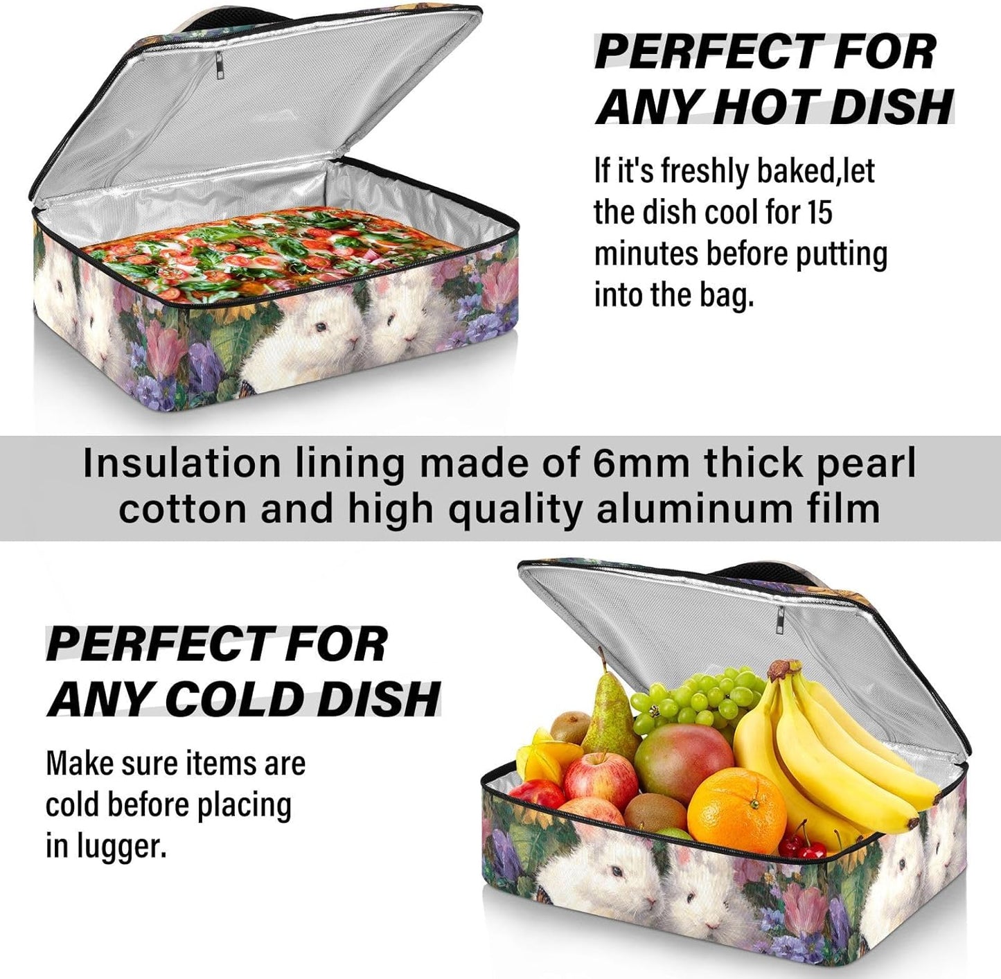 Casserole Carriers for Hot or Cold Food Reusable Casserole Dish Carrier Insulated Thermal Large Capacity Durable Perfect for Party Camping Family Gatherings Yellow Fish