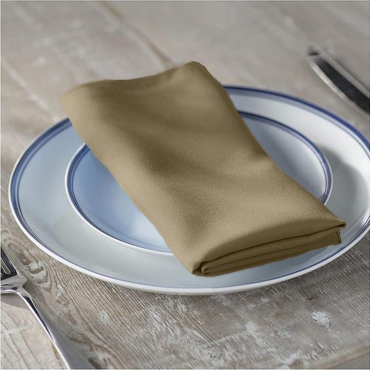 LA Linen 10-Pack Poly Poplin Napkin, Soft Cloth Napkins, Washable Reusable Napkins, Stain and Wrinkle Resistance Table Napkins for Dinner, Wedding, Parties, 17 by 17-Inch, Taupe