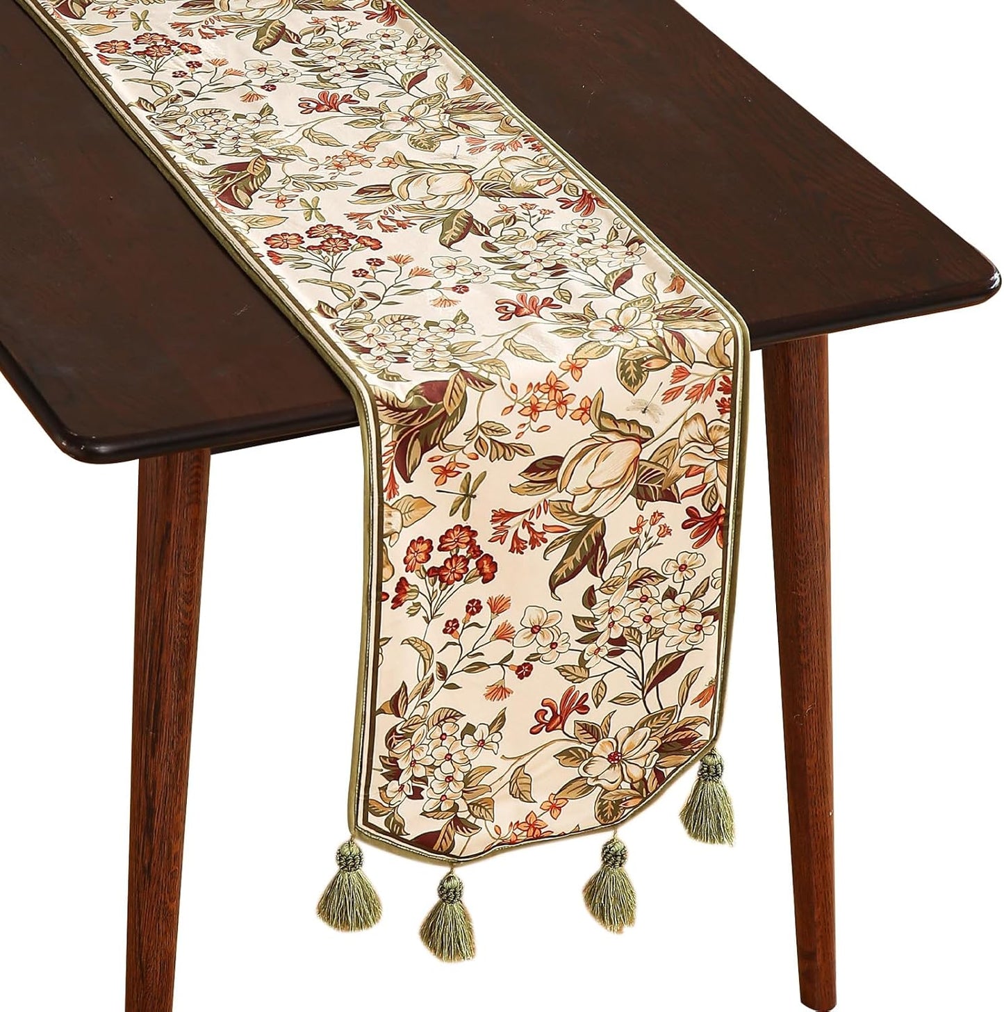 ISAENNE Designer Bohemian Luxury Velvet Table Runner 71 Inches Long,Farmhouse Floral Pattern Decor Table Runners for Dining Tables,Thanksgiving,Kitchen Tables,Christmas,12"*71"-Grace A