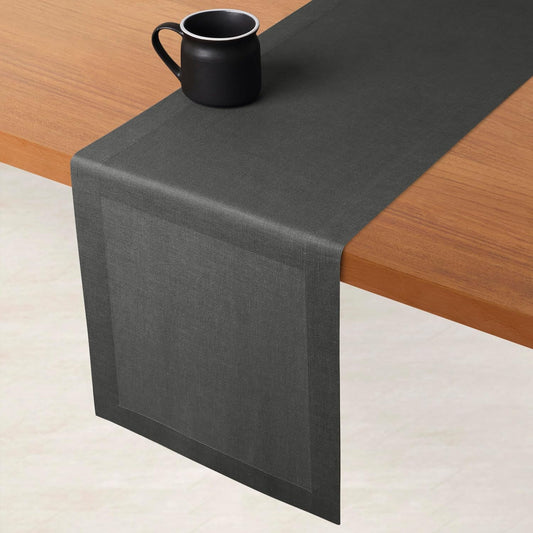 D'Moksha Homes Linen Charcoal Grey Table Runner 120 Inches Long - 100% Pure Linen Dining Table Runner 14 x 120 Inch for Fall, Autumn and Halloween - Machine Washable