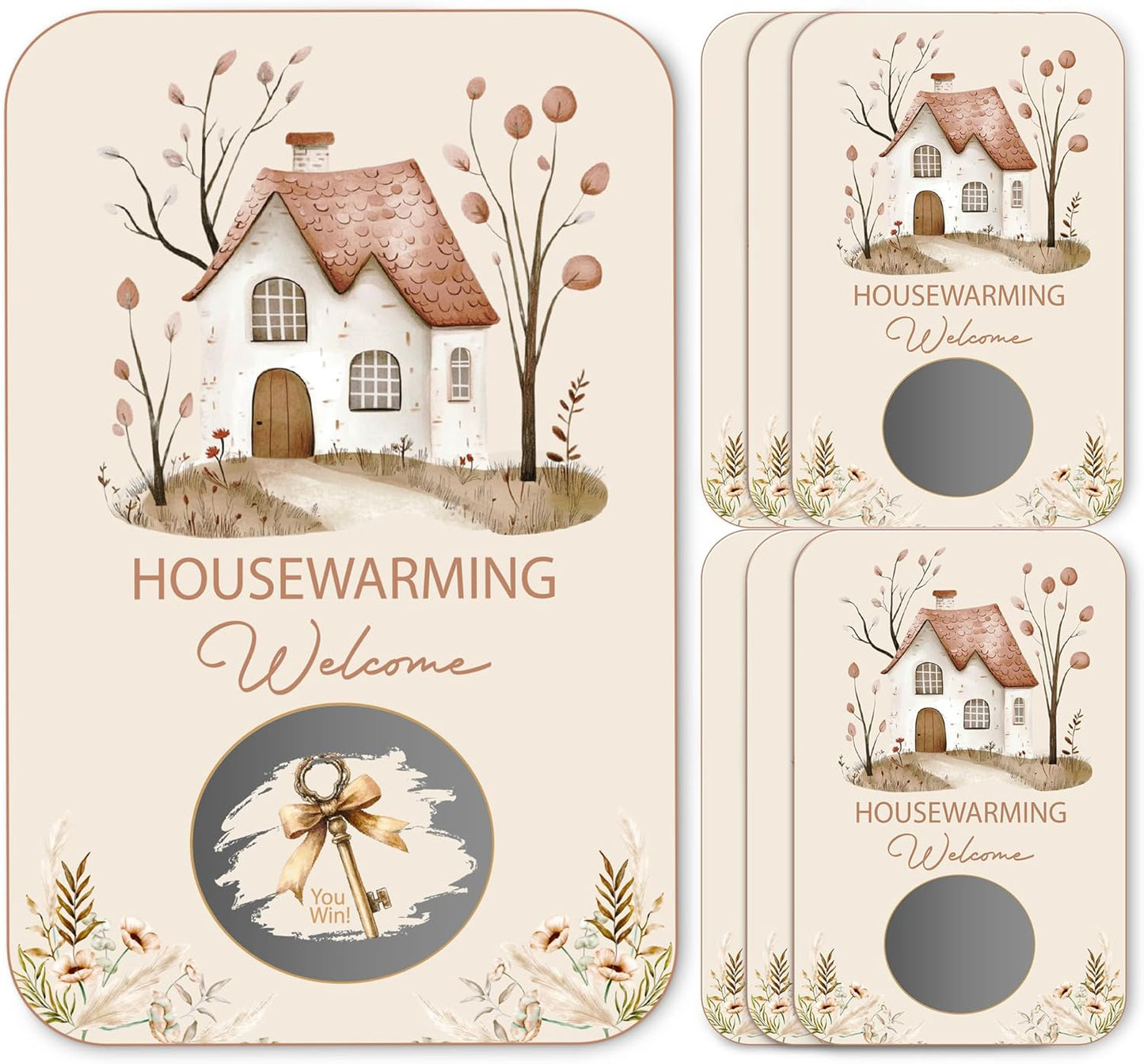 Housewarming Party Scratch Off Games, Funny New Home Party Ice Breaker Cards for New House Party, 50 Sets with Stickers