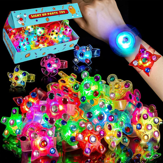 48 Pack LED Light Up Fidget Spinner Bracelets Party Favors for Kids 4-8 8-12, Glow in The Dark Party Supplies, Birthday Gifts, Treasure Box Toys, Goodie Bags Stuffers for Kids (48)