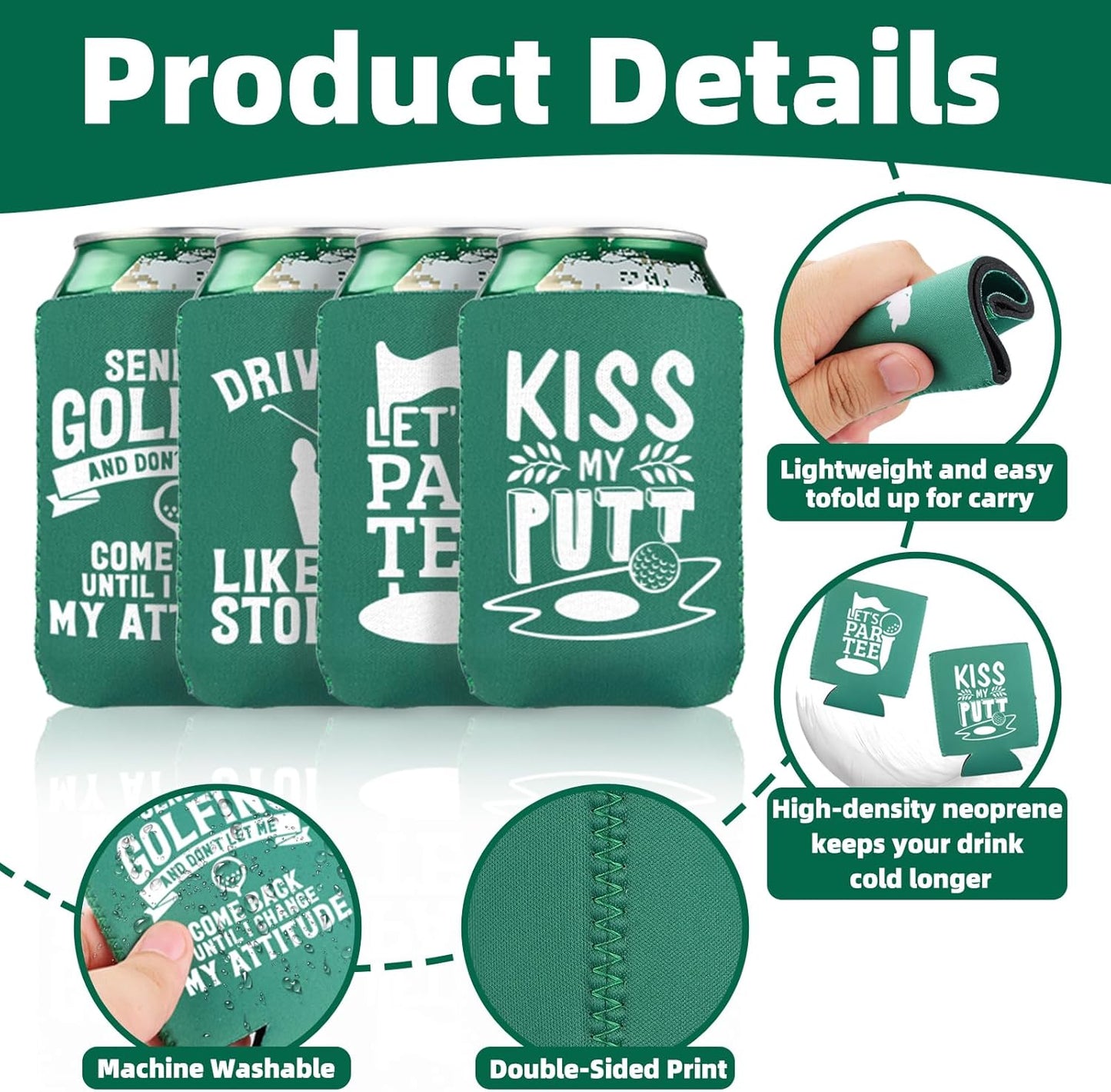 For Golf Party Decorations,Beer Can Cooler Funny Koozies For Bachelorette Party Gifts Neoprene Insulator Drink Glasses (12)