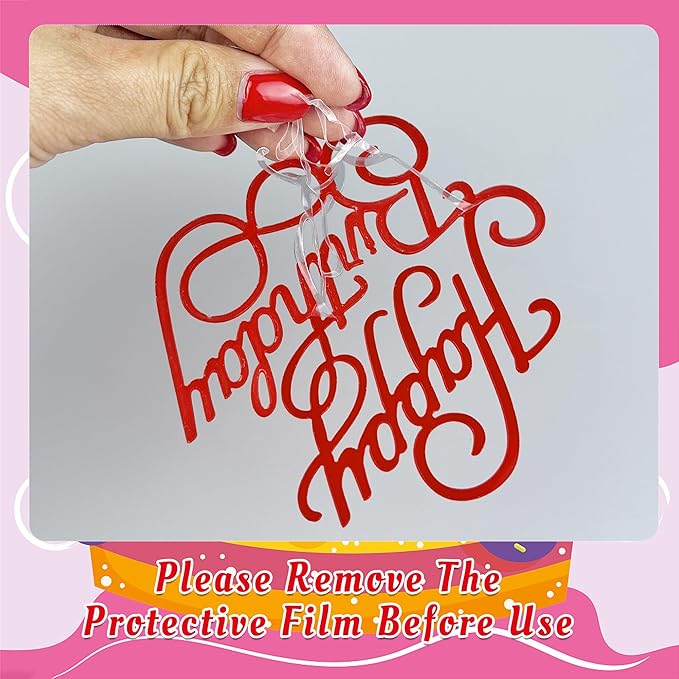40 PCS Happy Birthday Cake Toppers Mirror Acrylic Toppers with 10 Styles 8 Colors for Birthday Party Cake Desserts Pastries