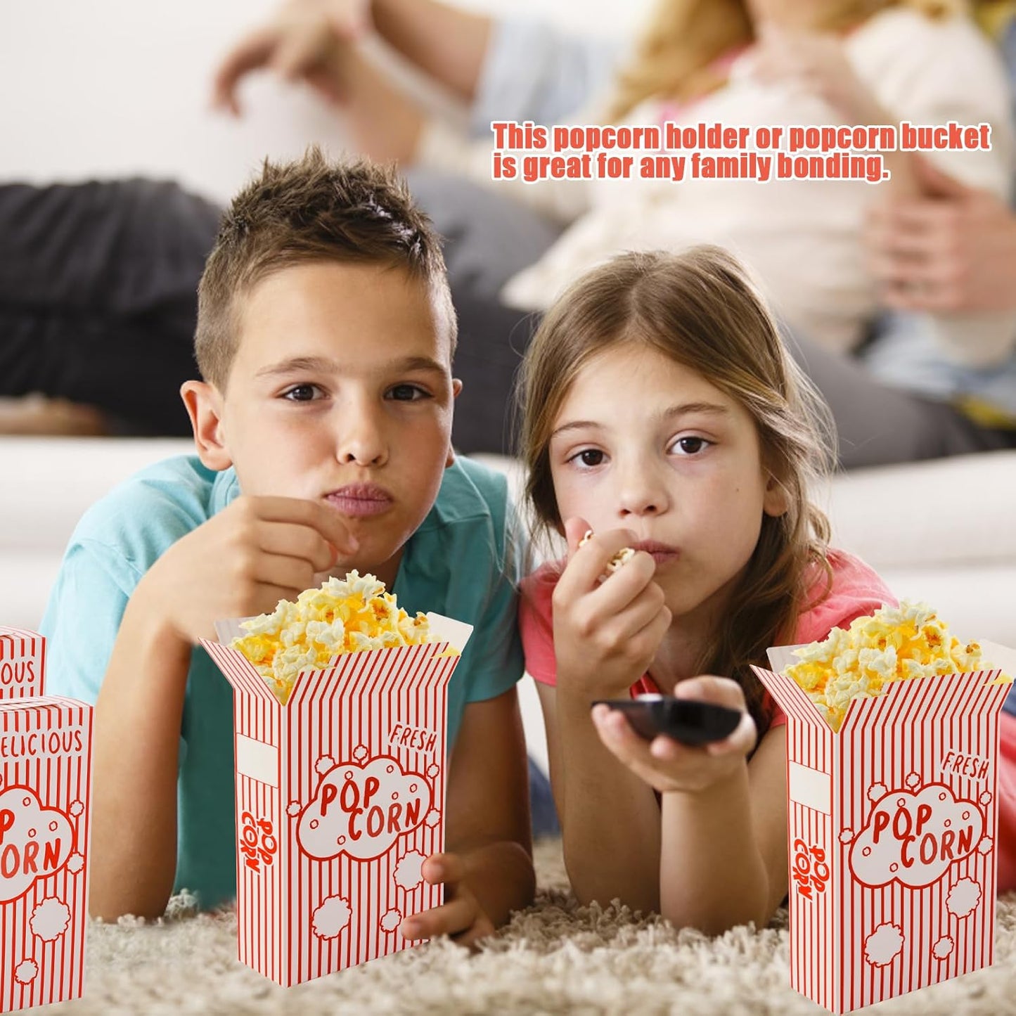 200Pcs Popcorn Boxes Containers 1.25 Oz Paper Popcorn Buckets Red and White Striped Close-Top Cardboard Pop Corn Bowls Individual Servings Bags for Party Movie Night
