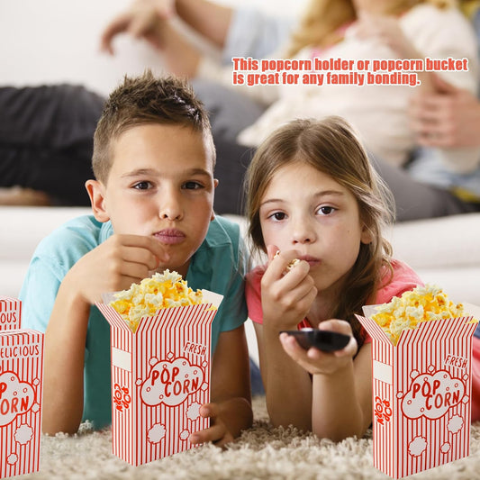 200Pcs Popcorn Boxes Containers 1.25 Oz Paper Popcorn Buckets Red and White Striped Close-Top Cardboard Pop Corn Bowls Individual Servings Bags for Party Movie Night