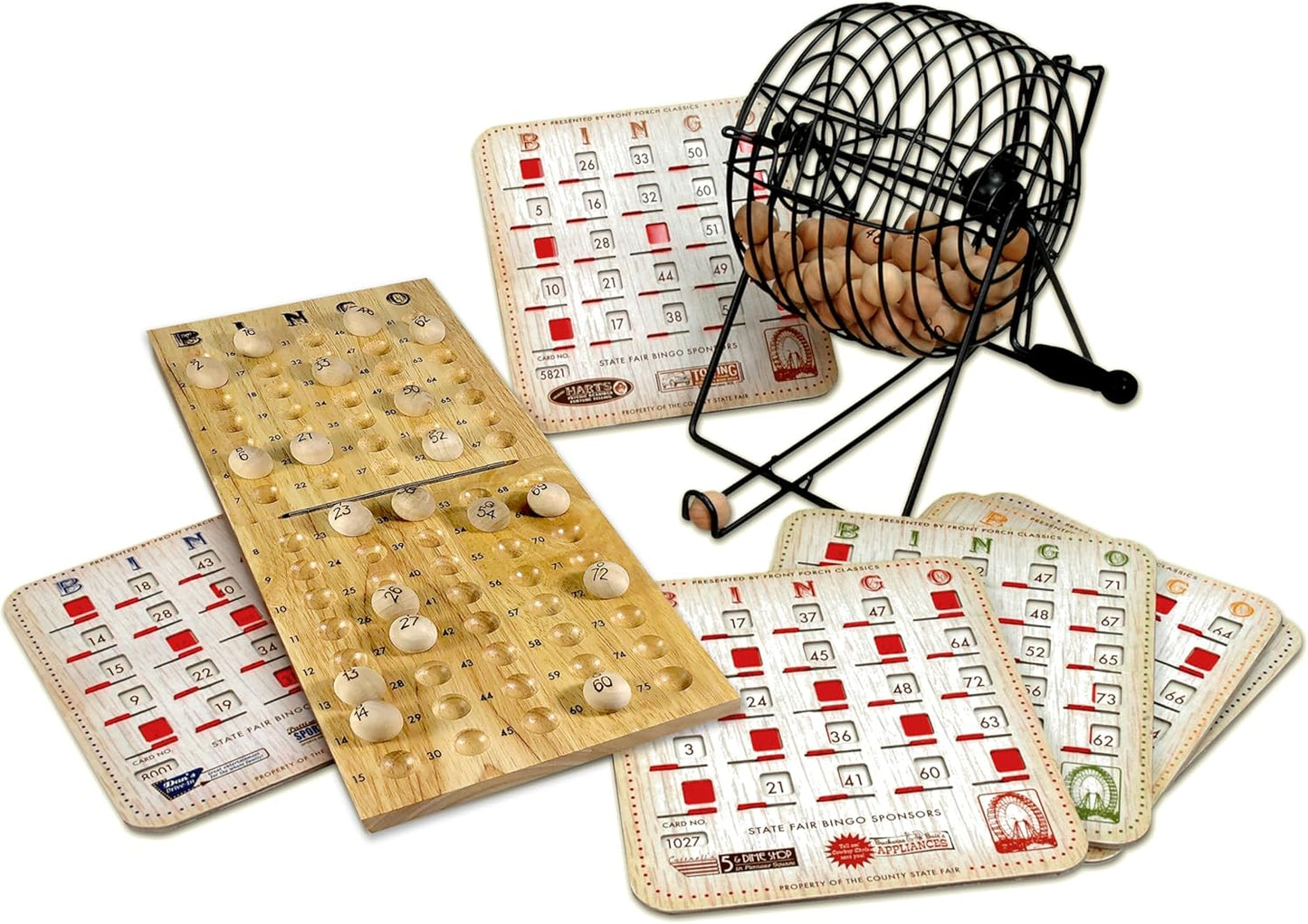 Front Porch Classics State Fair Bingo Deluxe Edition - Craftsmanship for an Authentic Retro-Style Experience - Intergenerational Fun for Friends and Family, 10x11x14 in