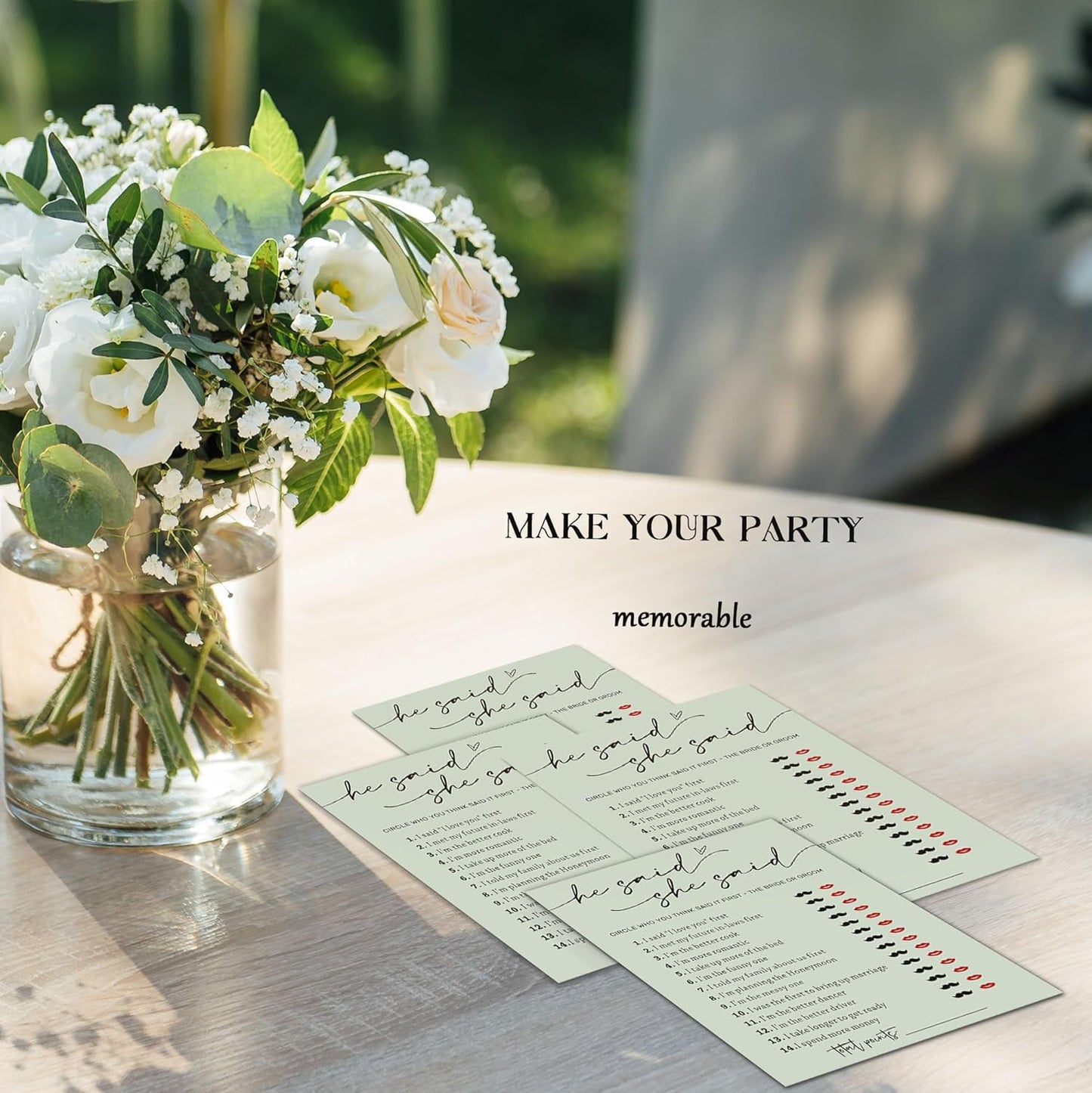 Bridal Shower Games, He Said She Said Game, 25Pcs Minimalist Sage Green Bridal Game Cards, Wedding Shower Games for Guests, Engagement Bachelorette Party Supplies
