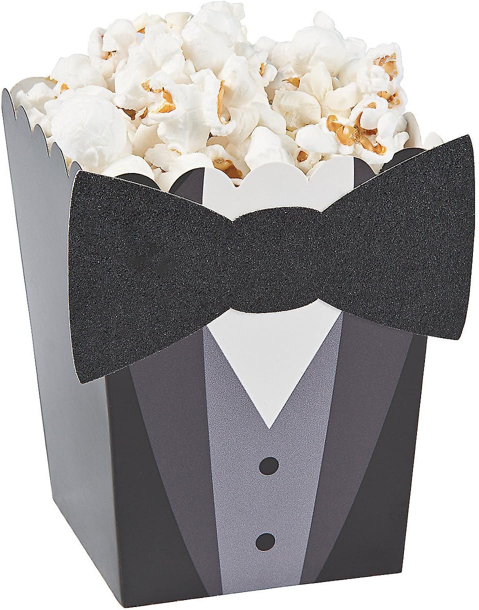 Tuxedo Popcorn Boxes (24 pack) Movie night and Wedding Party Supplies