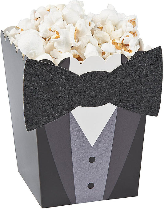 Tuxedo Popcorn Boxes (24 pack) Movie night and Wedding Party Supplies