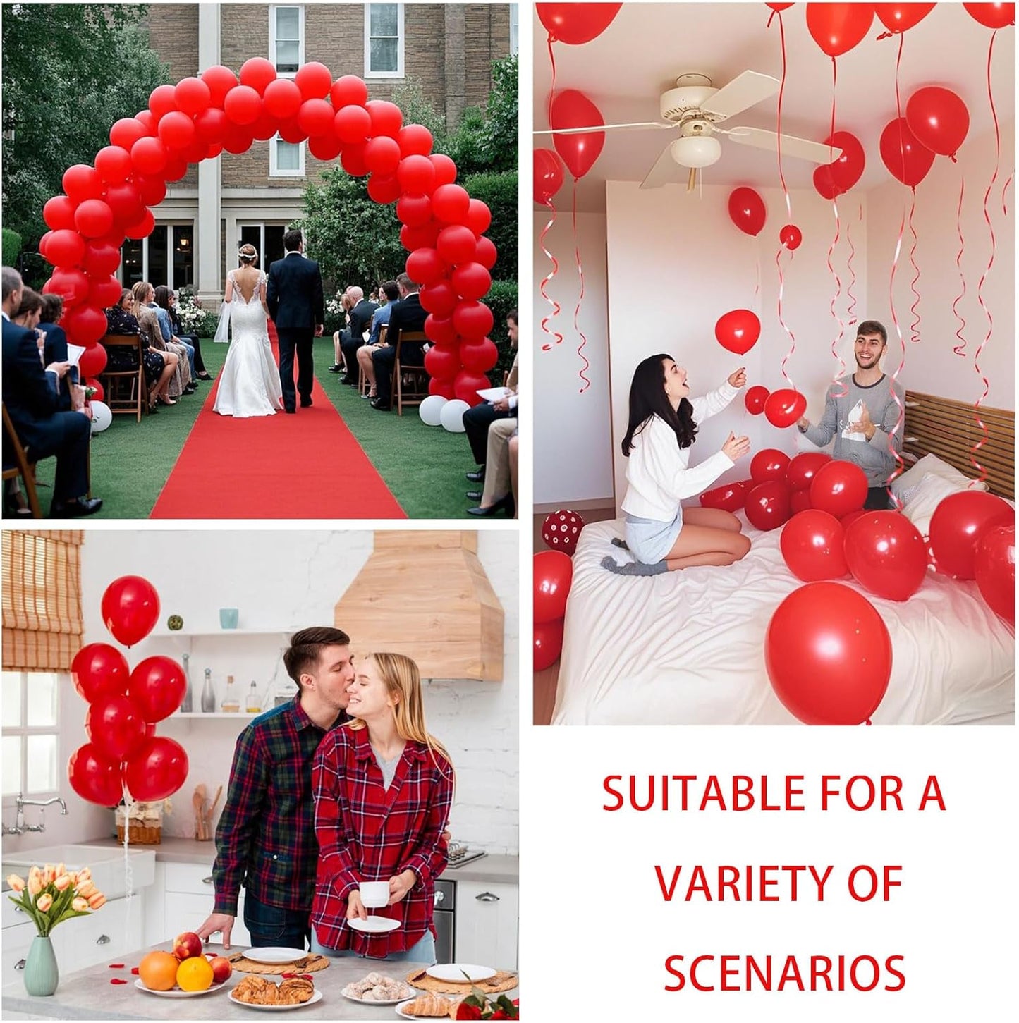 Red Balloons Red Birthday Decorations 100 Pack 12 inch Round Latex Balloons for Wedding Anniversary Birthday Valentine's 4th of July Independence Memorial Day Patriotic Party Decorations