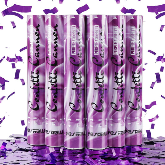 Confetti Cannon Poppers Purple, 6PACK YESHOW Purple Mylar Confetti Shooter for Graduation, Birthday Party, Halloween Party Christmas Eve and New Year Celebration