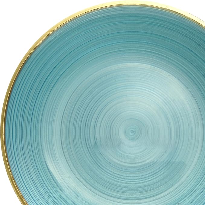 OCCASIONS 50 Plates (25 Guests) Blue and Gold Disposable Plastic Plate Set for Wedding Party - 25x10'' Dinner + 25x7'' Salad - Belize in Blue & Gold