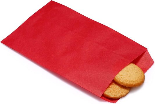 Quotidian Strawberry Red Flat Medium Greaseproof Paper Bags 4" x 6" (10 x 15.2cm) Pack of 100 - Soap Wedding Invitation Party Favor