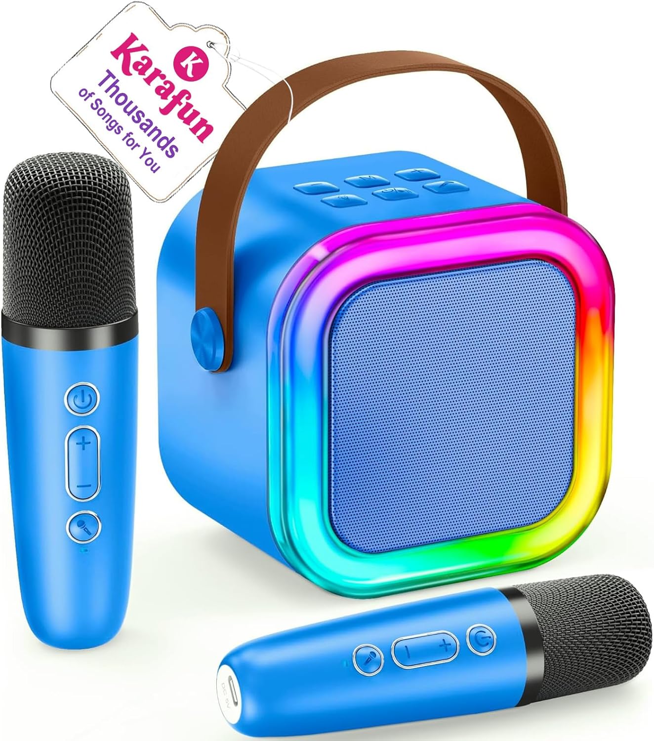 Mini Karaoke Machine for Kids, 2025 TOP Toys Christmas Birthday Gifts Ideas for Girls Ages 4, 5, 6, 7, 8, 9, 10, 12+ Years Old, Portable MP3 Player with 2 Wireless Mics for Party