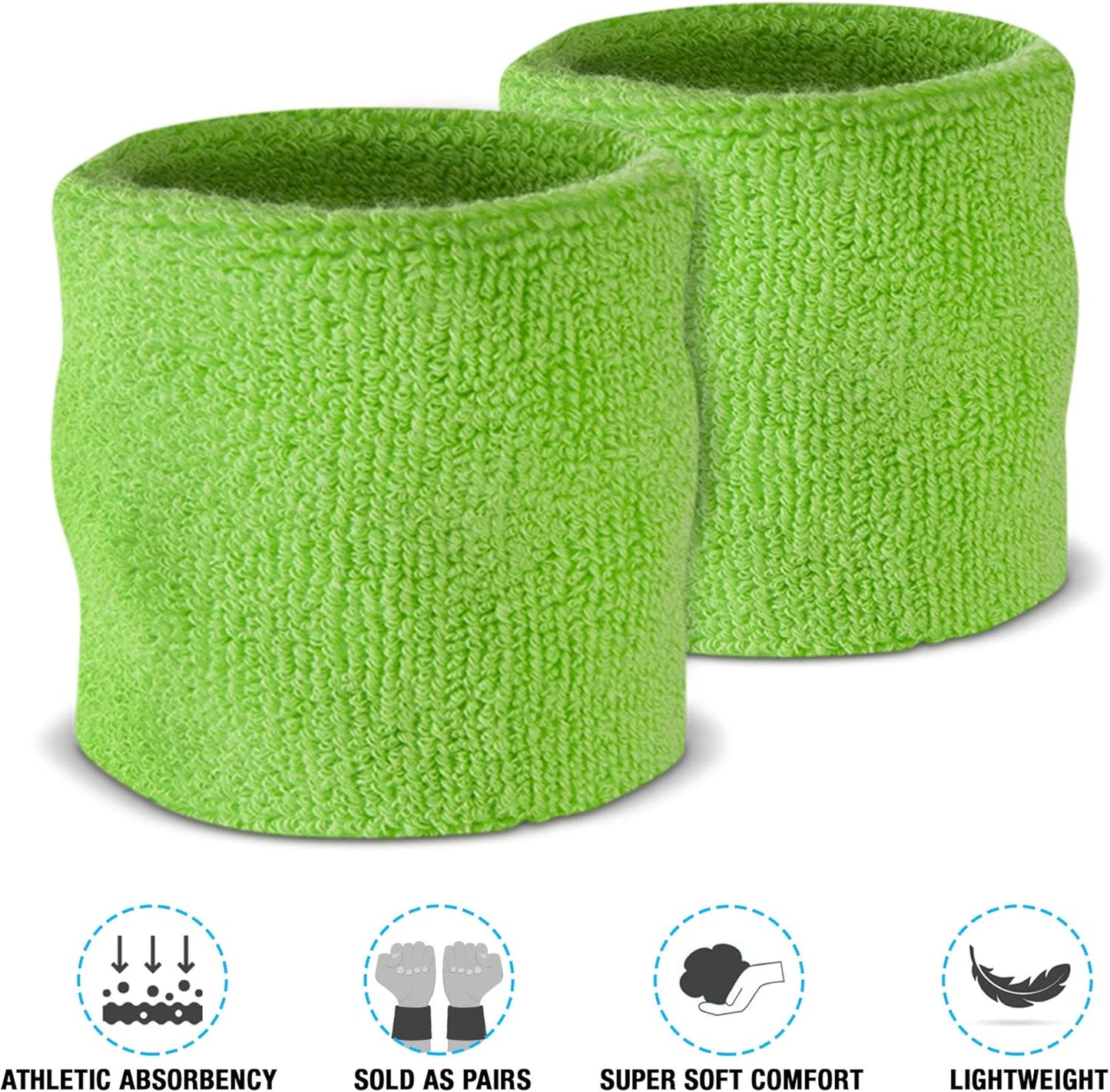 Suddora Wrist Sweatbands, Absorbent and Breathable Thick Cotton Bands for Working Out, Gymnastics, Basketball, Tennis, and Football, Multiuse Wristbands for Costumes and Cosplay