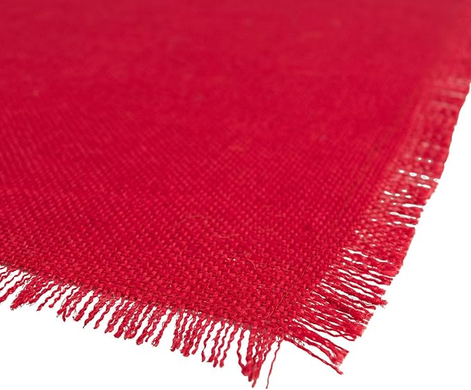 DII Jute Burlap Collection Kitchen Tabletop, Table Runner, 15x74, Solid Tango Red