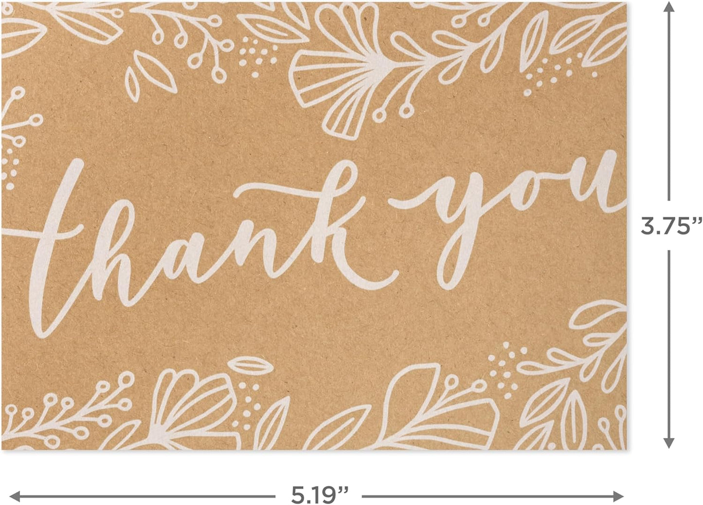 Hallmark Bulk Kraft Thank You Notes (100 Blank Cards with Envelopes) for Weddings, Engagement Parties, Bridal Showers