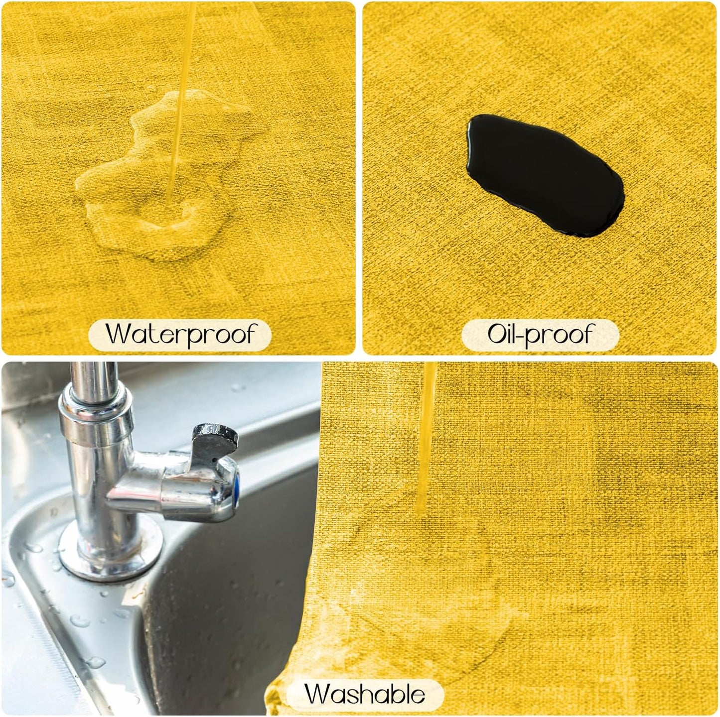 Romanstile Reversible Vinyl Placemats Set of 6, Faux Leather 100% Waterproof Oil-Proof Wipeable Place Mats, Heat Resistant Dual Sided Table Mats for Kitchen/Dining/Party (Grey Yellow, 12 x 17 Inch)