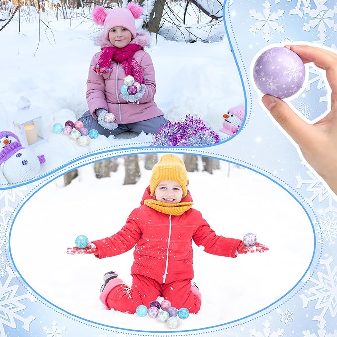 Libima 60 Pcs Snowflake Stress Balls Bulk Winter Fidget Toys 2 Inch Foam Squeeze Balls Snow Stress Ball Sensory Toys Anxiety Relief Gifts for Winter Holiday Christmas Party Favors Bag Filler Stuffers