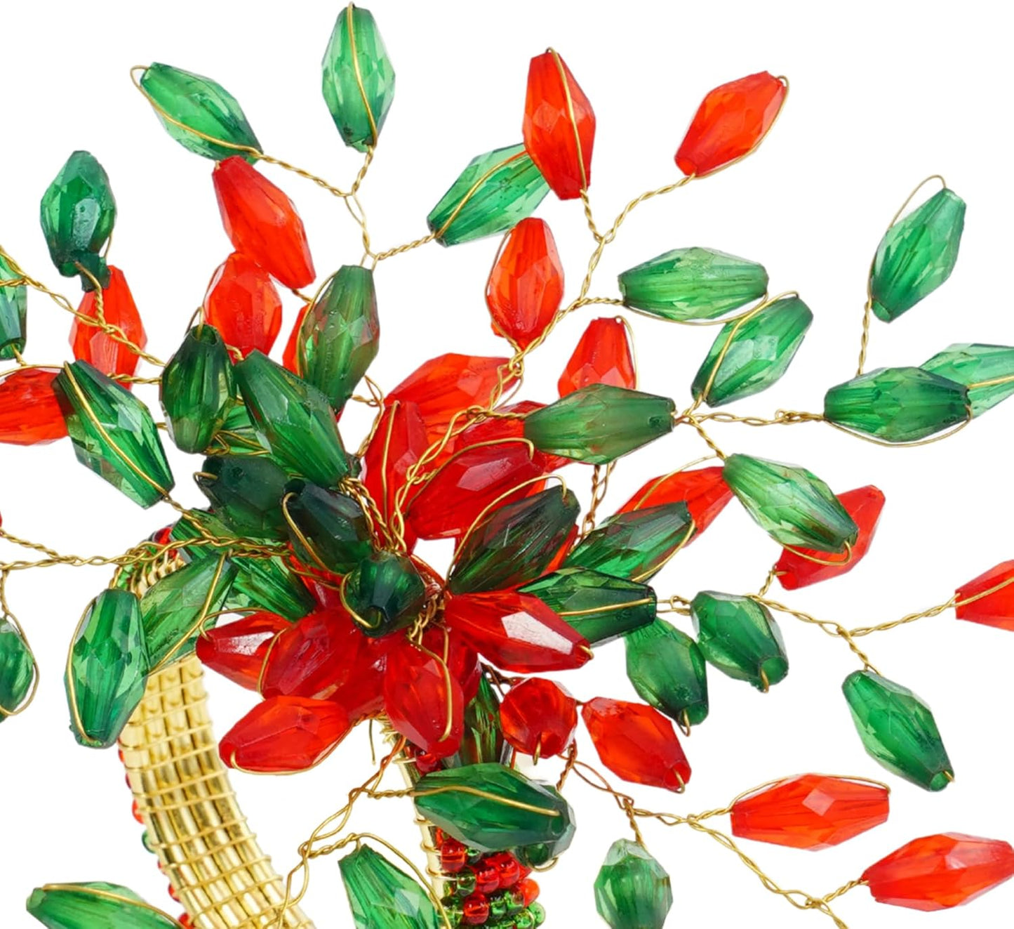 Handcrafted Beaded Napkin Rings Set of 12 – Red & Green Crystal Flower Design, Elegant Table Décor for Christmas, Weddings & Dinner Parties
