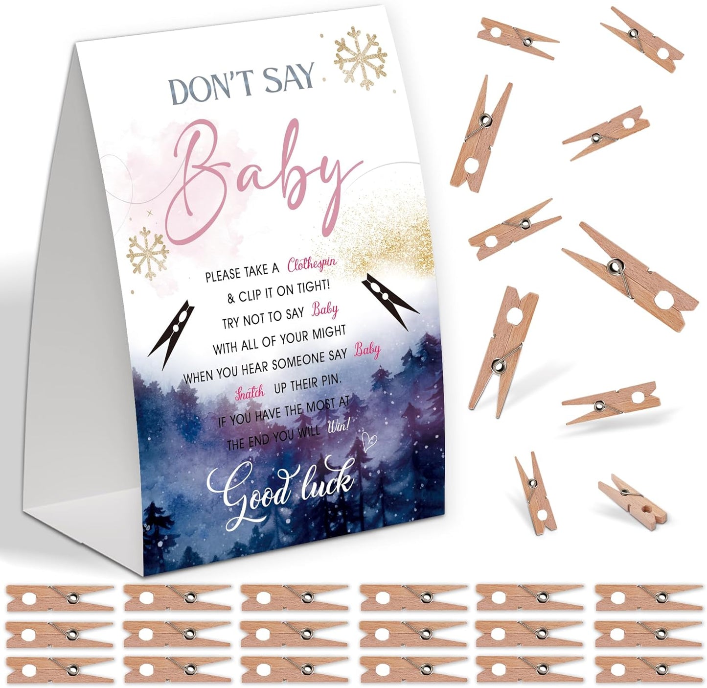 Winter Boho Starry Sky Shower Decorations,Don't Say Baby Baby Shower Game,Gender Neutral Baby Shower Decorations,Small Clothespin Game,Baby Shower Ideas,Baby Shower Games 50 Guest,Party Games