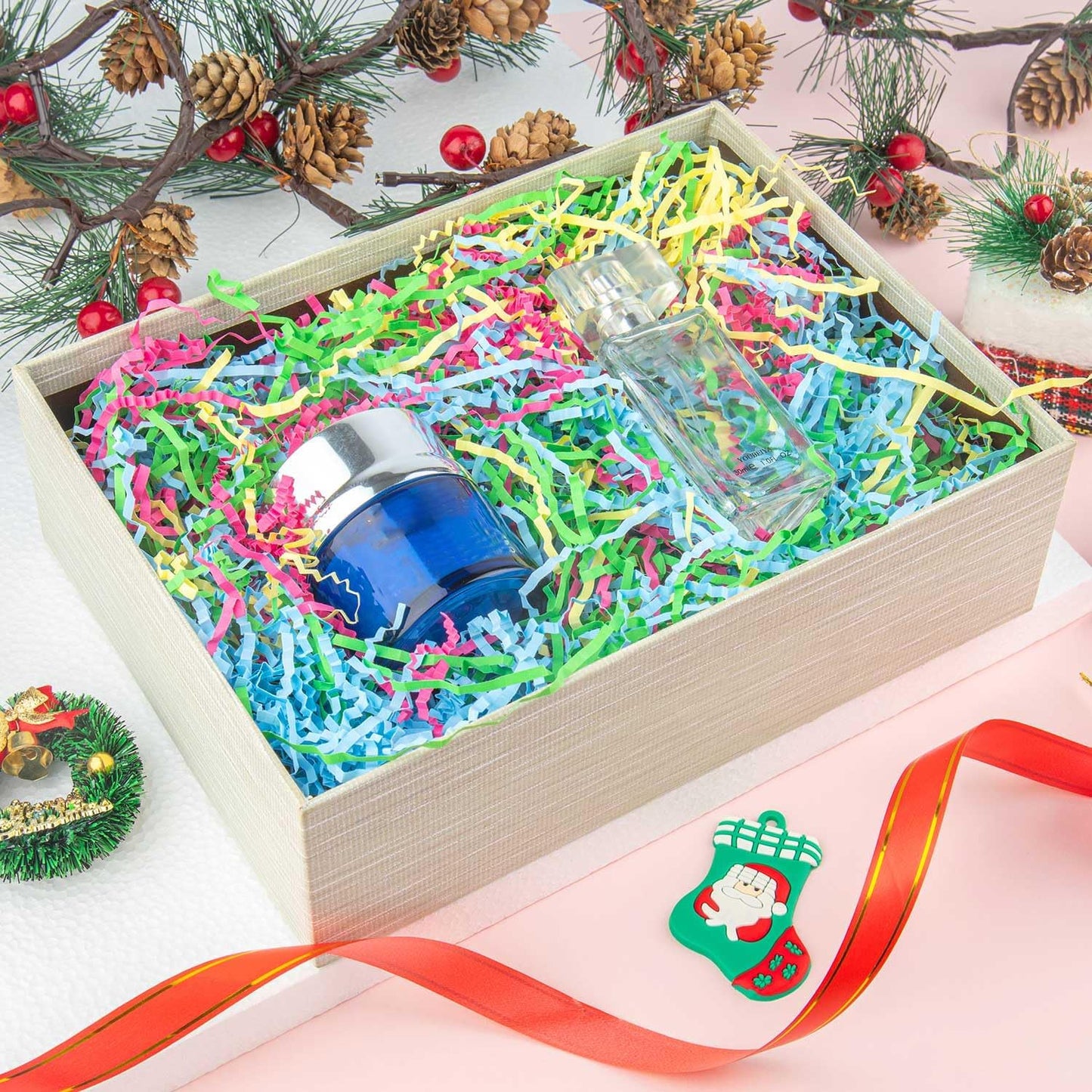 Caleihd 1/2 LB Crinkle Cut Paper Shredded Filler Paper for Gift Baskets Gift Box Confetti Shreds Decoration Stuffing for Birthday, Weddings, Anniversaries, Christmas Wrapping Mixed