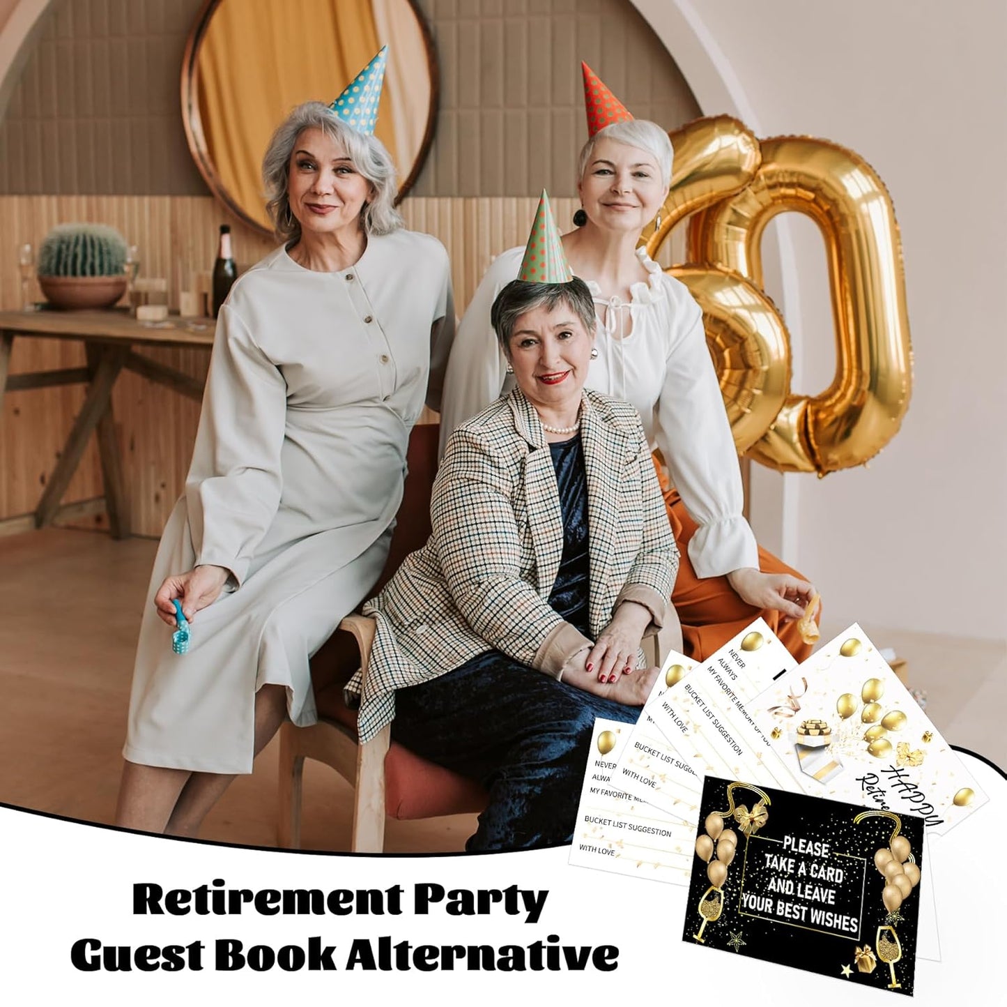120PCS Retirement Card, Happy Wishes Card Box, Well Wish and Advice Congratulations Guest Book Cards, Retirement Party Favors and Going Away Party Decorations Supplies