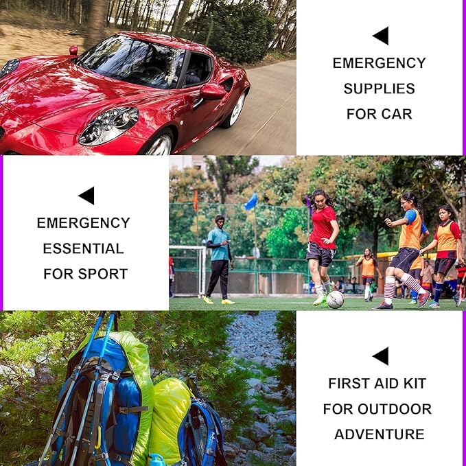 Small-Campact First-Aid Kit-Refill Supplies-Basic Emergency-Essentials - 300PCS Home Essentials Emergency Accident Kits for Businesses Workplace Outside Travel Purple 1st Aid