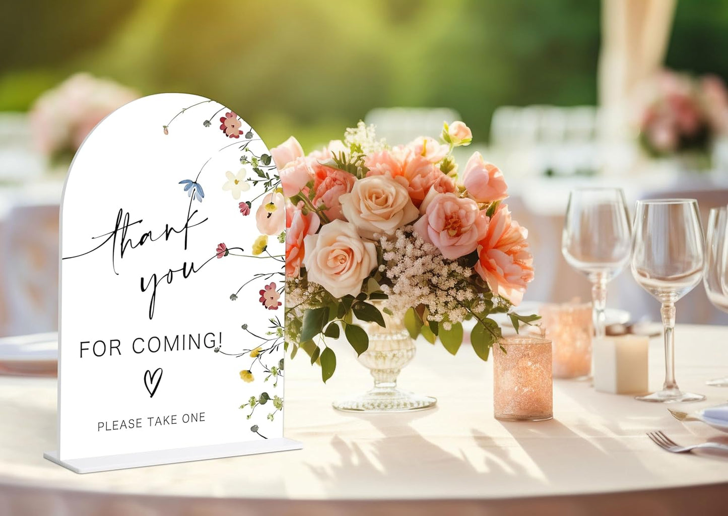 Please Take One Sign, Flower Style Bridal Shower Sign for Wedding, Engagement, Bridal Shower and Reception, Dessert Table Decorations, Wedding Shower Favors, 6X8 Inch Acrylic Arch Sign with Stand,33