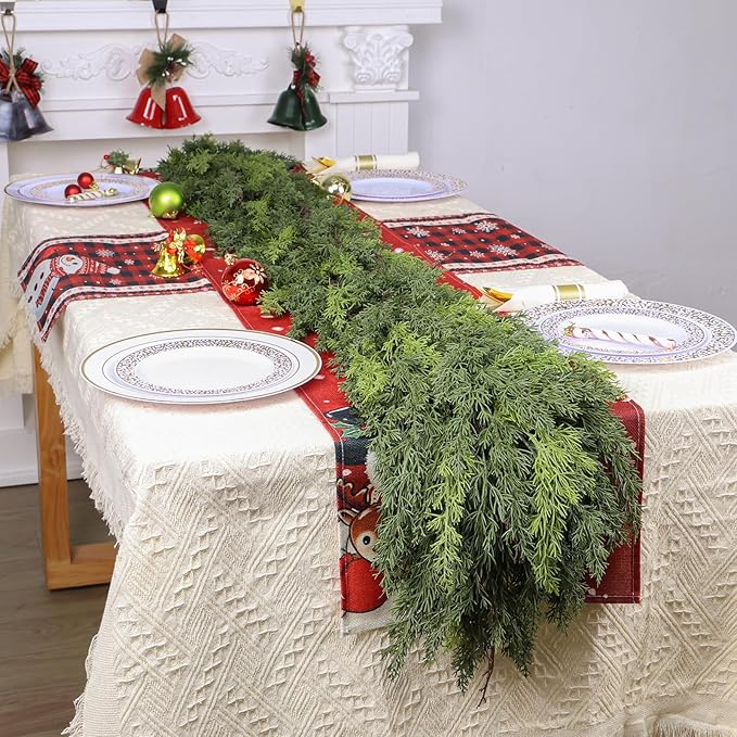 1 Pcs 6FT Christmas Cedar Garland Real Touch Christmas Garland Thick and Lush Christmas Garland Realistic Artificial Greenery Garland for Fireplace Holiday Indoor Outdoor