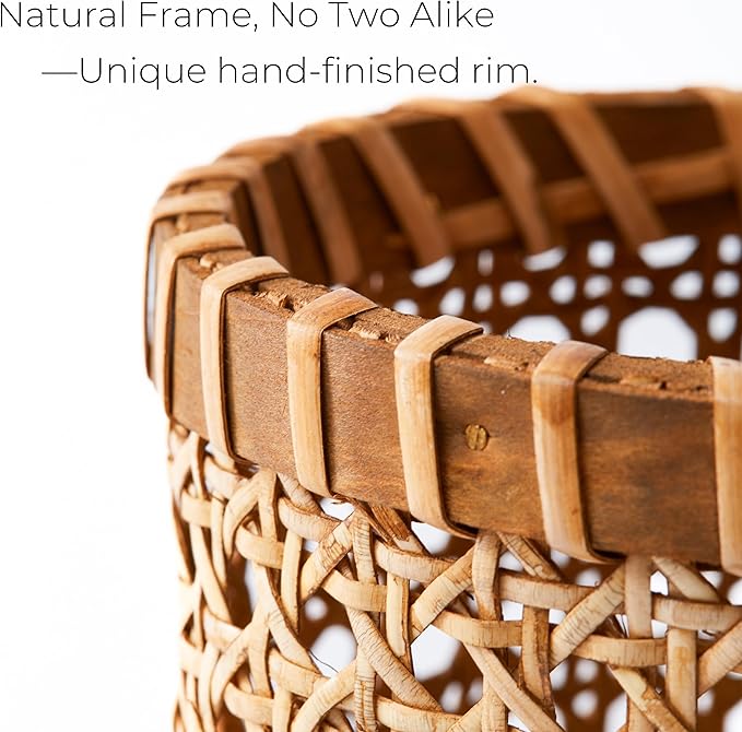 Boho Utensil Holder - Handwoven Rattan Utensil Holder for Kitchen and Countertop | Natural Woven Organizer for Rustic Kitchen Decor, Boho Basket for Cooking Tools and Tabletop Storage