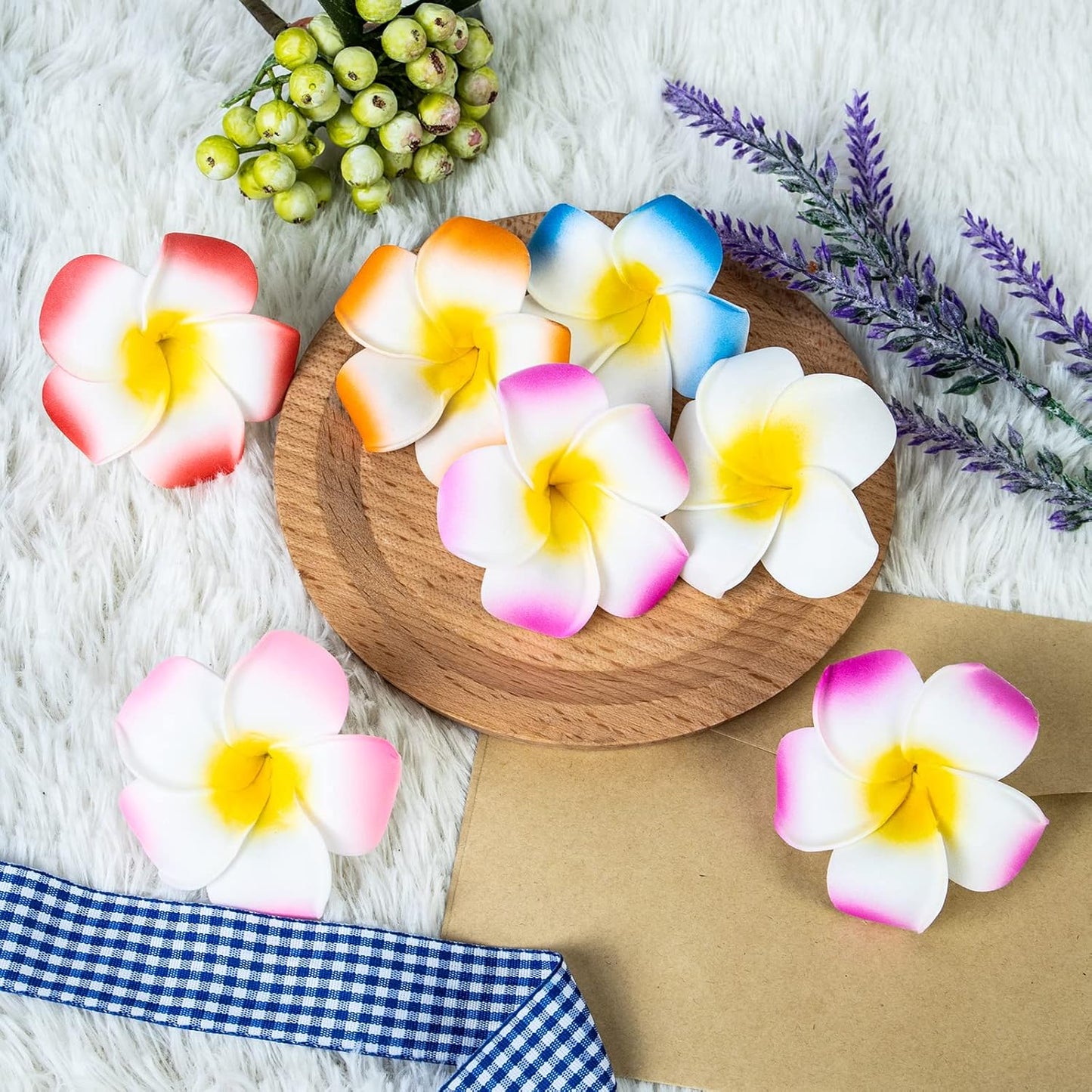 24 Pack Hawaiian Flower Hair Clips, 2.5 Inch Plumeria Foam Hair Accessories Clip for Women, Hawaii Tropical Party Decorations, Beach Pool Vacation Outfit, Luau Party Supplies favors, Bridal Wedding