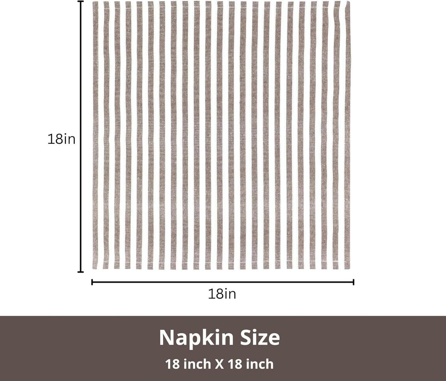 PurpleEssences Plain Striped Cloth Napkins - Set of 12-100% Cotton - 18 x 18 Inch - Fall Thanksgiving - Perfect Everyday Use Dinner Napkin - Nut Brown and Ivory