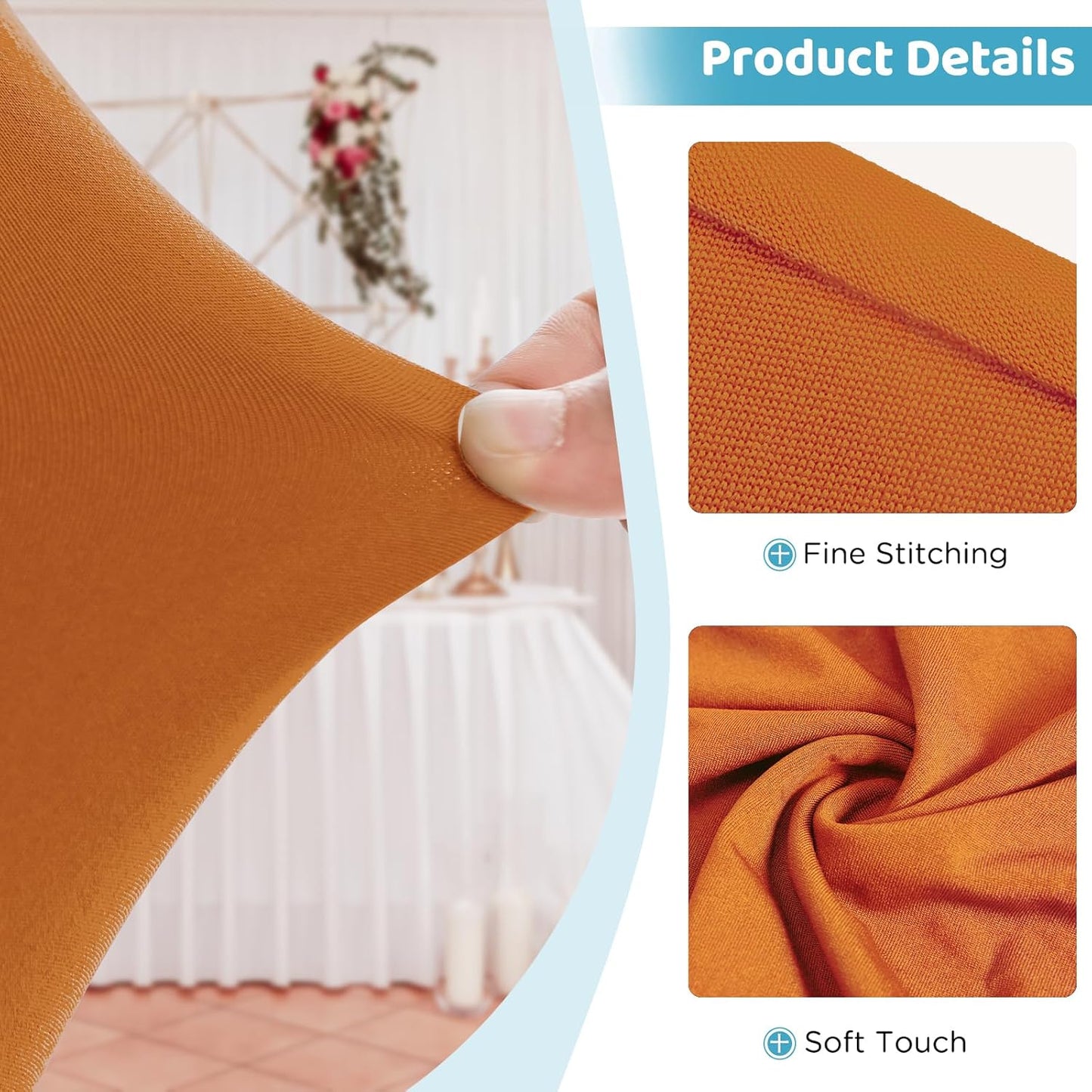 Table Skirts for 8ft Rectangle Tables - 1PCS Light Brown Table Covers for 8 Foot Tables, Wrinkle Resistant Ruffles Elastic Table Cloths and Table Skirt for Banquets/Weddings/Parties/Birthday