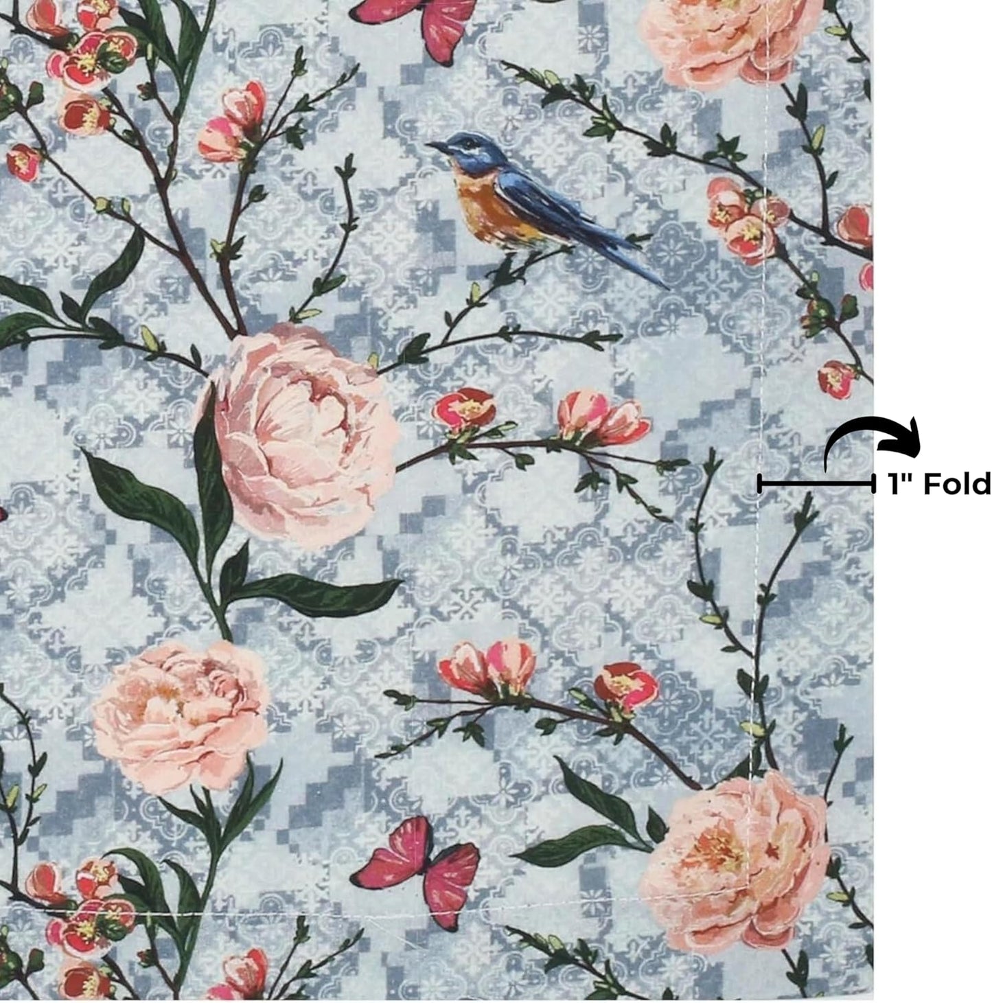 Bedding Craft Cotton Cloth Dinner Napkins Set of 12 – 18x18 Birds Print Design with 1" Fold – Reusable Machine Washable Fabric Napkins for Parties, Dining & Everyday Use
