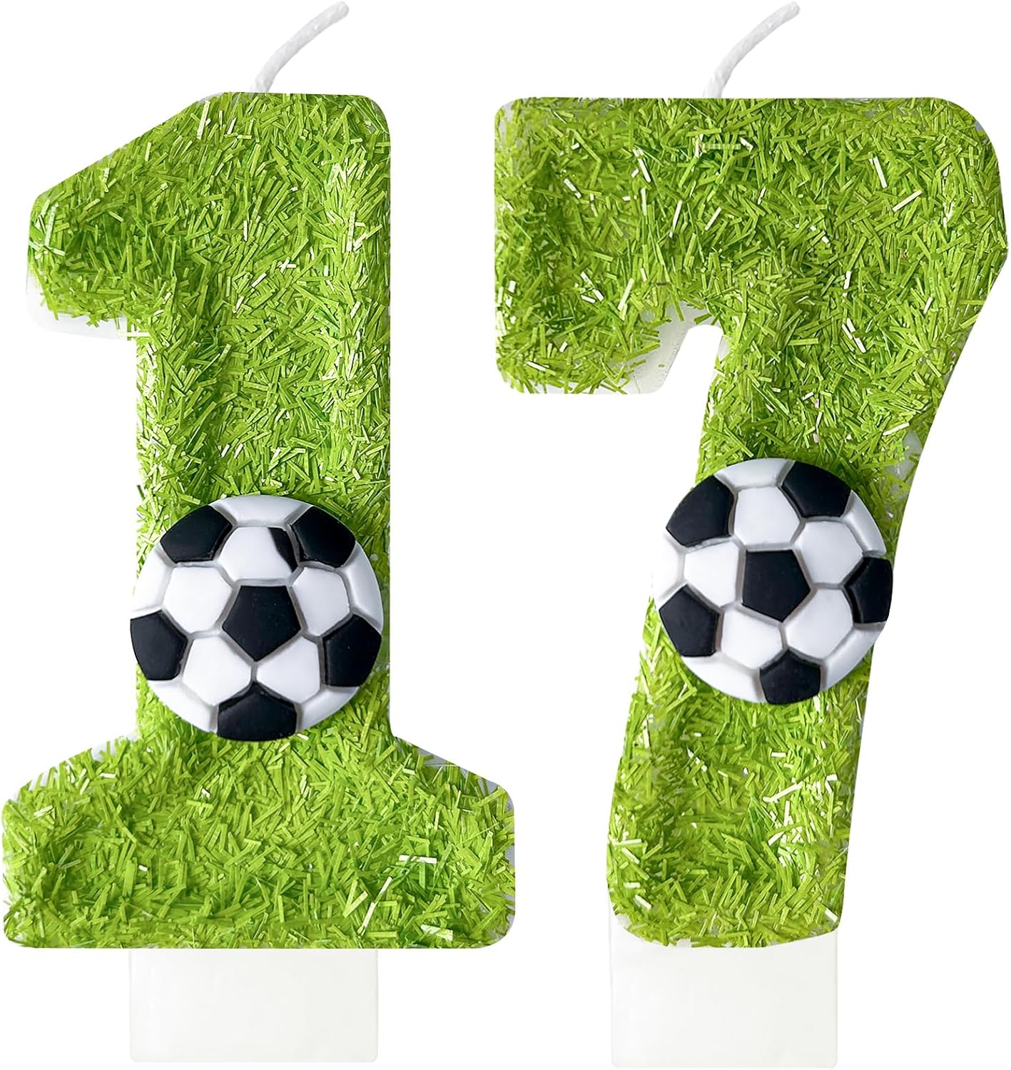 Birthday Candles Numbers，Soccer Birthday Decorations，Suitable for Girl and boy Cake Toppers, Wedding Cakes, Anniversaries, Party Celebrations, Birthday Decorations (Number 17)