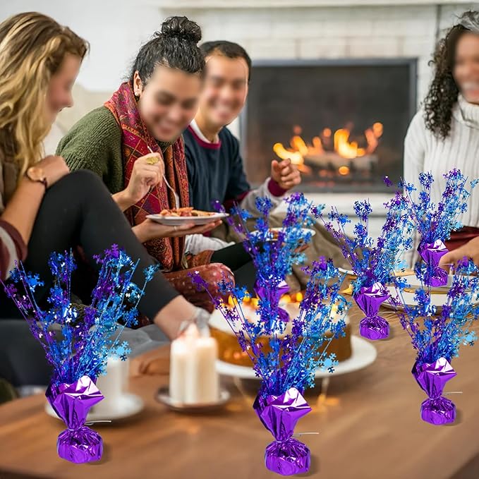 Gyufise 6 Pack Metallic Foil Spray Centerpiece Snowflake Table Decoration Burst Table Centerpieces Table Decor for Winter Wonderland Birthday Wedding Anniversary Holiday Party Supplies Multicolor