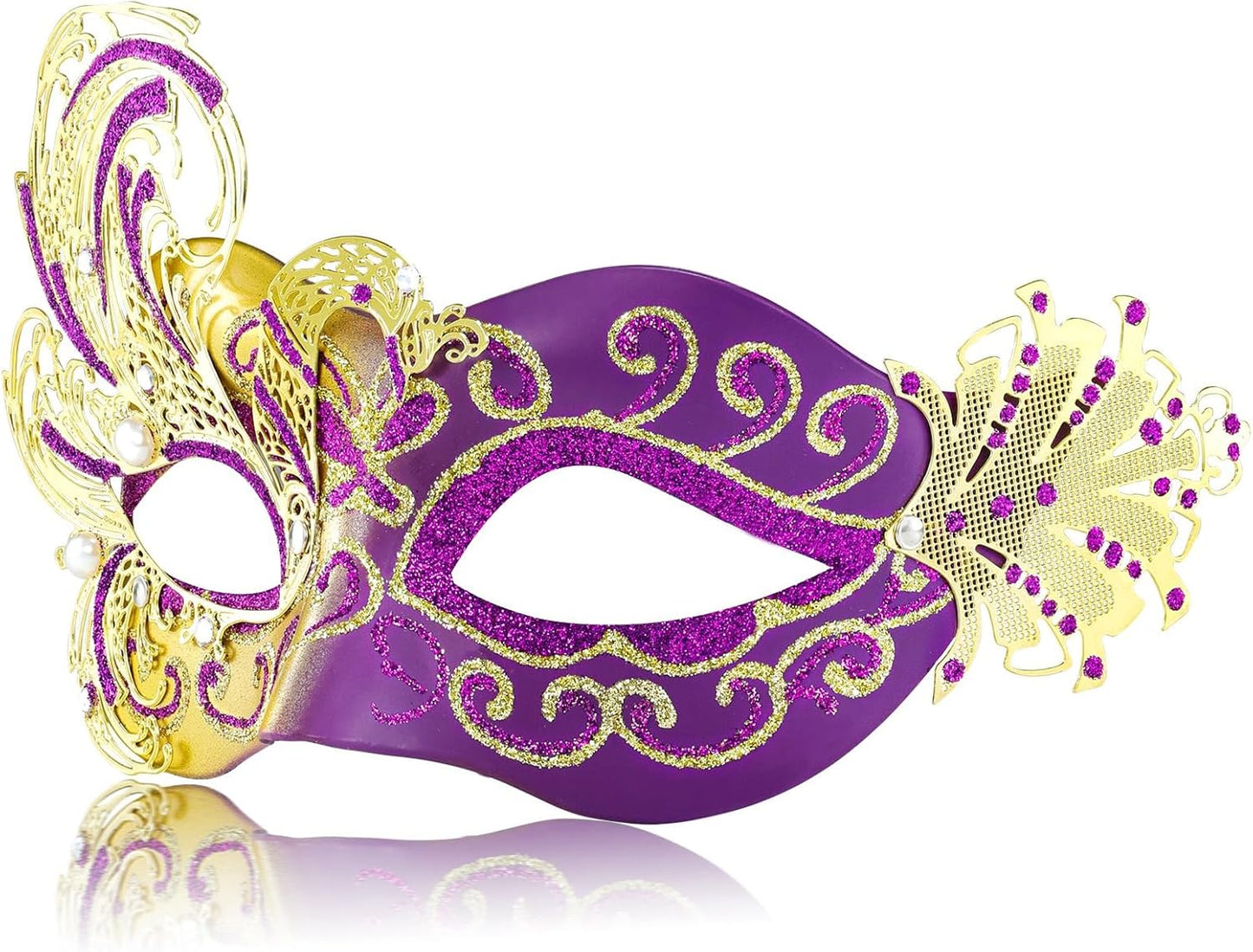 2025 New Purple Masquerade Mask for Women-Peacock Metal Filigree Venetian Mask- Butterfly Mascarade Mask for Women -Perfect for Mardi Gras, Halloween Parties, Costume Party, Carnivals, Wedding