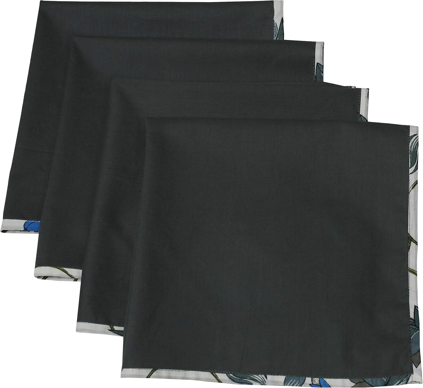 Indtresor Indian Heritage Fabric Cotton Table Linen Reversible Set Runner Napkins Mats in Blue White