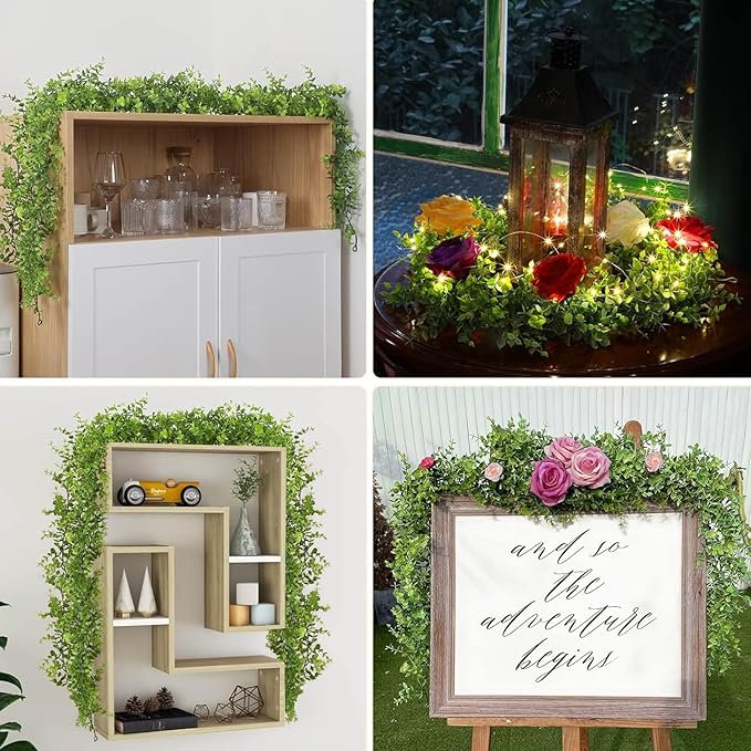 Artificial Eucalyptus Mini Leaves Garland Faux Plastic Leaf Décor Anniversary Engagement Party Wedding 6ft Table Craft Design DIY