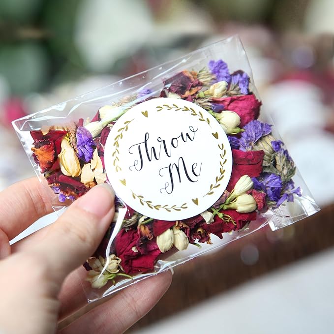 RainbowPana 50 Pack Biodegradable Flower Petals - Mix Petals for Weddings, Flower Confetti, Wedding Send Off & Exit Ideas