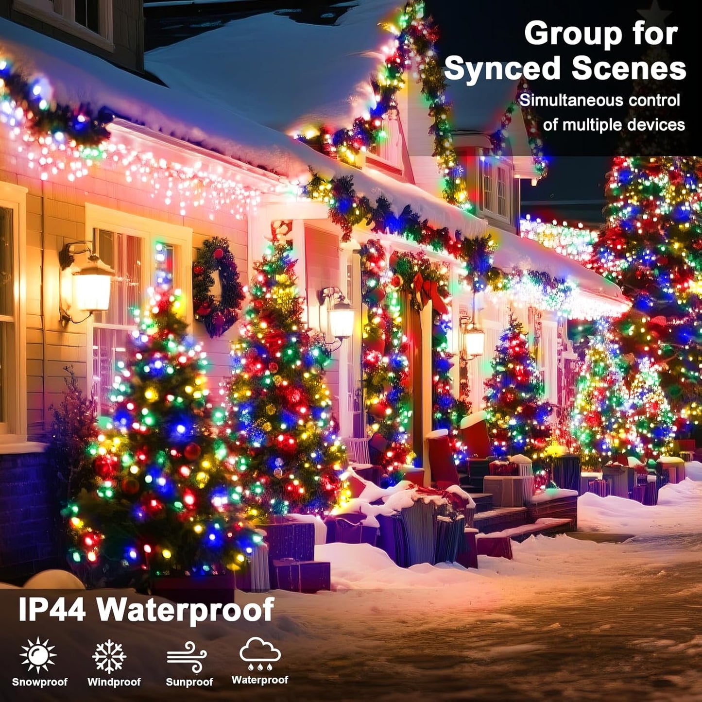 114 FT 350 LED String Lights Outdoor Indoor, Christams String Lights Waterproof 8 Modes & Timer, Fairy Lights Plug in for Bedroom, Weeding, Patio, Party, Holiday,Christmas Decor（Multicolor）