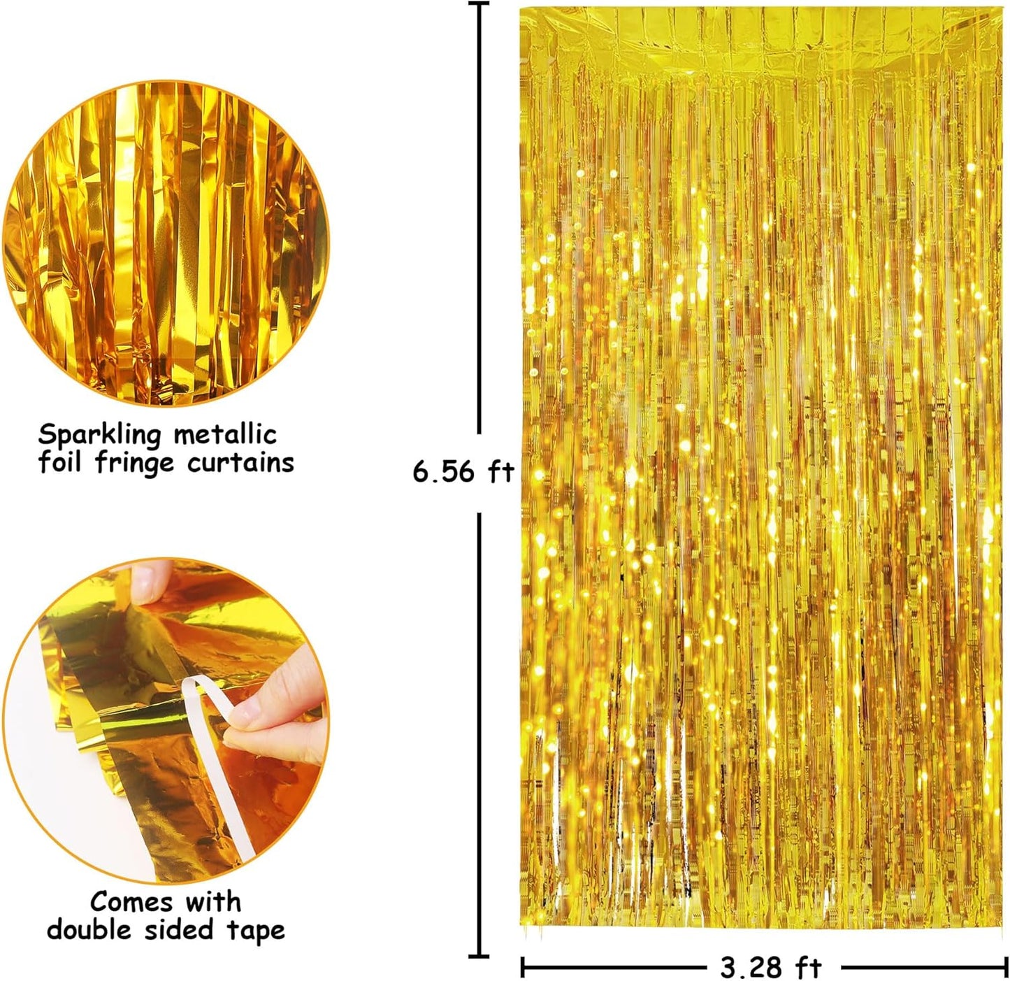 Streamer Party Decorations - 3.28 ft x 6.56 ft Metallic Foil Fringe Curtains Party Streamer Photo Backdrop for Birthday, Wedding, Baby Shower & Holiday Decor