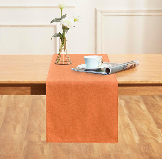 Table Runner 13 x 90 Inches Long, Cotton Linen Farmhouse Style Grey Table Linen for Kitchen Dining Coffee Table Parties Wedding Home Decor (Fall-Orange, 13” x 90”)