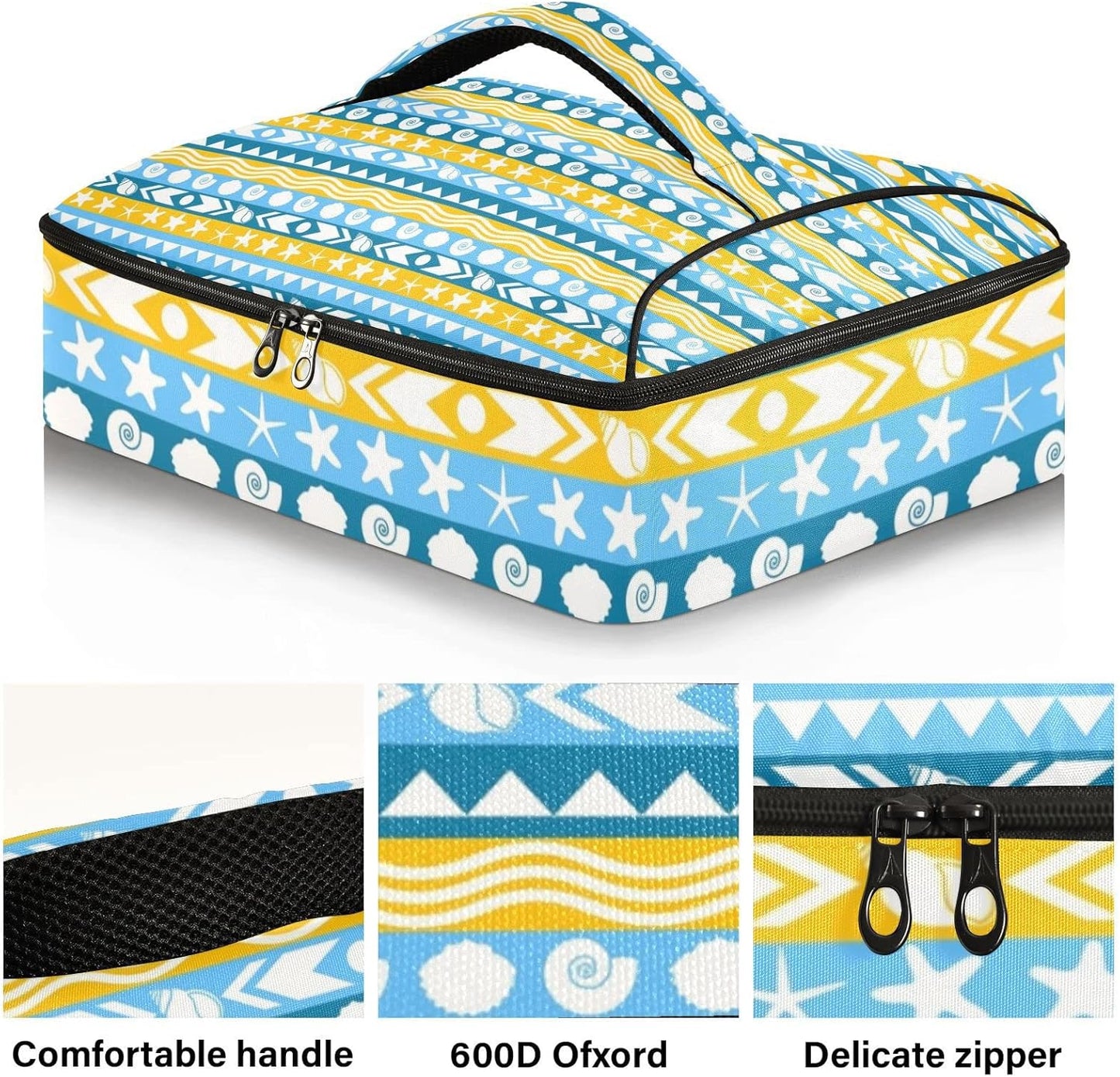 Casserole Carriers for Hot or Cold Food Reusable Casserole Dish Carrier Insulated Thermal Large Capacity Durable Perfect for Party Camping Family Gatherings Yellow Fish