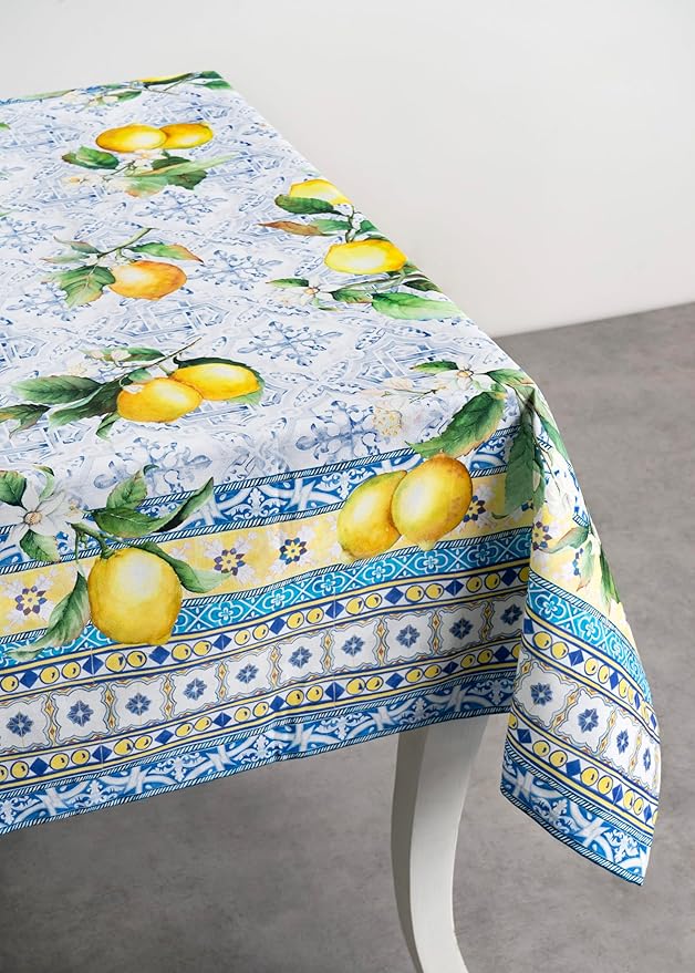 Maison d' Hermine Table Cloth Rectangle Table 100% Cotton 60 x 120 Inches Tablecloth Reusable Decorative for Dining Room Farmhouse Home Valentines Day Decorations Spring Summer - Citrus