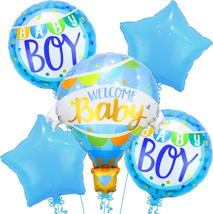 KatchOn, Welcome Baby Boy Balloons - 31 Inch, Pack of 5 Its A Boy Balloon Set | Balloons for Welcome Home Baby Boy Decorations | Baby shower decorations for boys